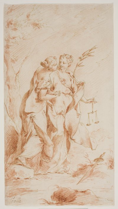 Paz y Justicia abrazándose de Pietro Antonio Novelli