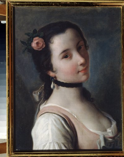 Una niña con una rosa de Pietro Antonio Rotari