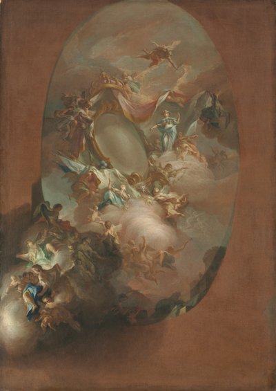 Estudio para "Apoteosis de Fernando IV y María Carolina, reyes de Nápoles" (boceto para el techo del Palazzo dei Regi Studi, Nápoles), hacia 1781 (óleo sobre lienzo) de Pietro Bardellini