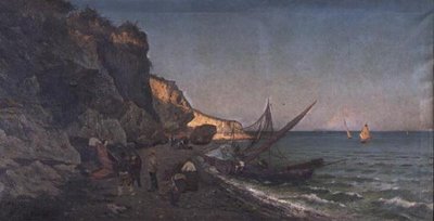 Pescadores en una cala al atardecer de Pietro Barucci
