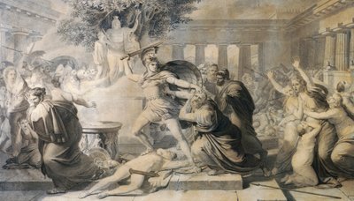 Muerte de Príamo, de Pietro Benvenuti (1769-1844), grabado a partir de un cuadro de 1811 de Pietro Benvenuti