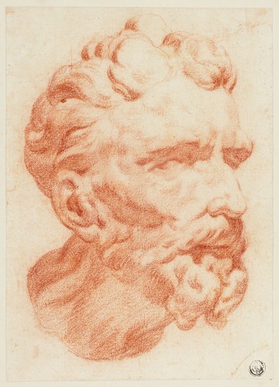Cabeza de hombre barbudo de perfil de tres cuartos a la derecha de Pietro Dandini