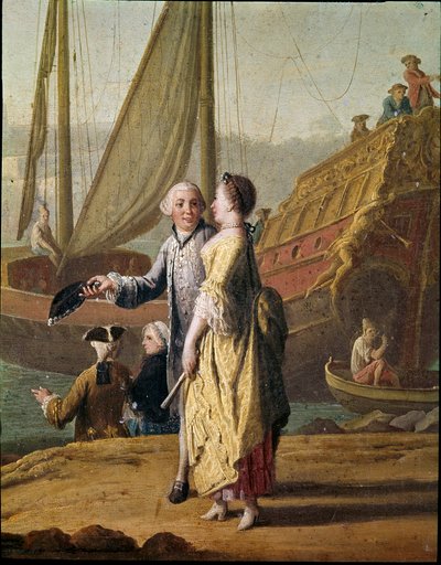 Un armador y una dama (detalle de una pintura de género) de Pietro Fabris