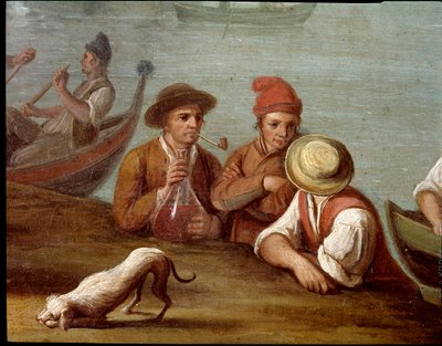 Escena de banquete en Posillipo (Pausilippe) Nápoles (detalle) de Pietro Fabris