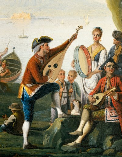Escenas de la vida cotidiana en una cueva en Posillipo (detalle) de Pietro Fabris