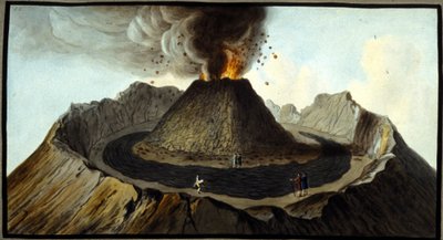 El Vesubio en erupción. Esta gouache fue realizada por Pierre Fabris, a petición de Sir William Hamilton, embajador inglés en Nápoles. Bibl. Braidense, Milán de Pietro Fabris