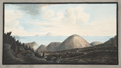 Vista del estado actual de la pequeña montaña levantada por la explosión en el año 1760, Placa XIII, de 