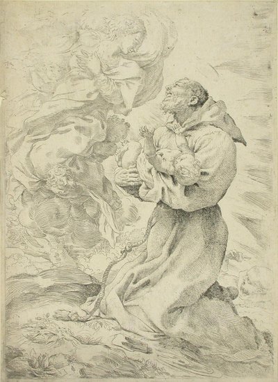 Francisco de Asís con el Niño Jesús en brazos de Pietro Faccini