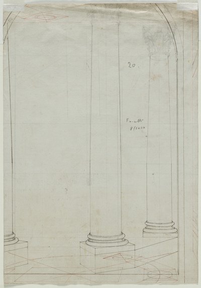 Dibujo Arquitectónico de Columnas (verso) de Pietro Fancelli