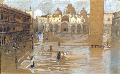 Venecia, Plaza de San Marcos. Pintura de Fragiacomo de Pietro Fragiacomo