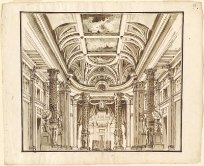 Fantasía de un Gran Salón con Columnas de Tejido de Cesta de Pietro Gonzaga