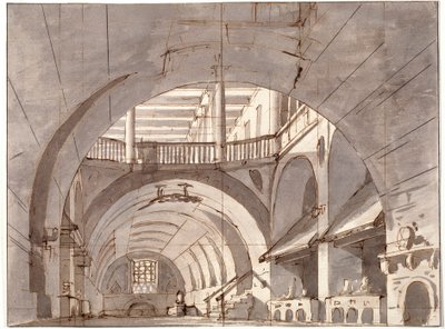Diseño de escenario para una obra de teatro, 1800s de Pietro Gonzaga
