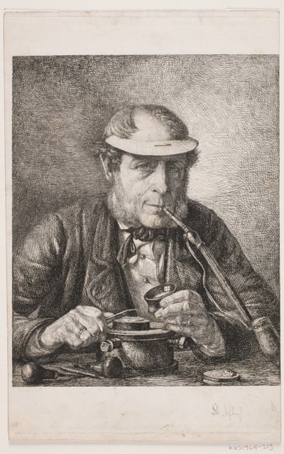 Retrato del padre del artista, medallista F.C. Krohn de Pietro Købke Krohn