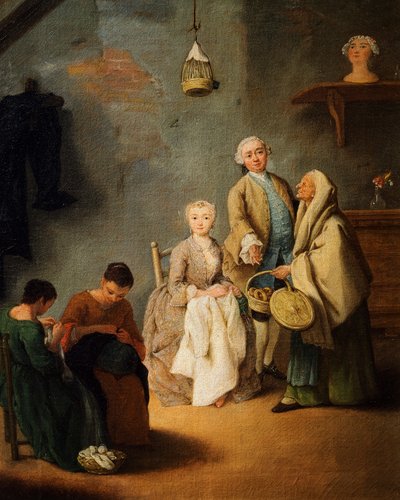 Taller de bordado, por Pietro Longhi (1701-1785) de Pietro Longhi