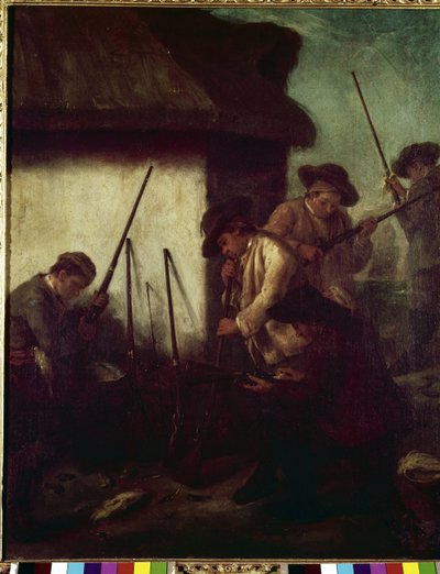 Caza en el valle: la preparación de las armas de Pietro Longhi