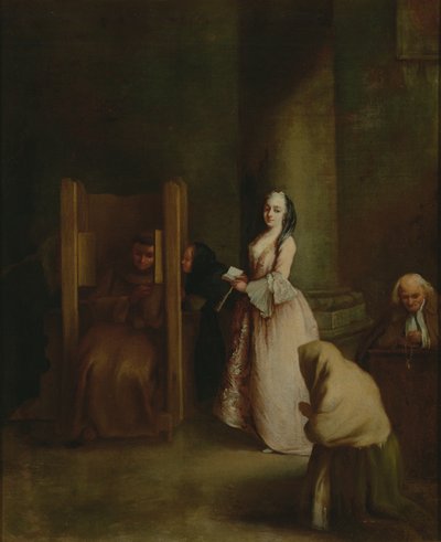 La confesión, 1750s de Pietro Longhi