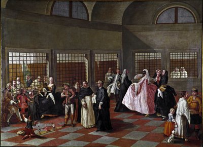 El salón del convento. Pintura del entorno de Pietro Longhi (1702-1785) 1750 Dim 96x131 cm Ca 