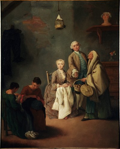 La escuela de trabajo. Pintura de Pietro Longhi (1702-1785) 1752 Venecia, Ca 