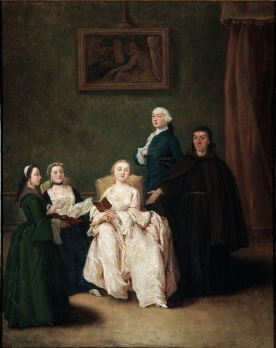 Visita del monje a la familia aristócrata Pintura de Pietro Longhi (1702-1785) circa 1760 Venecia, Ca 