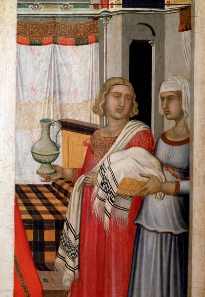 Nacimiento de la Virgen (detalle) de Pietro Lorenzetti
