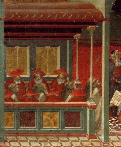 Honorio III aprobando la regla carmelita (detalle) de Pietro Lorenzetti