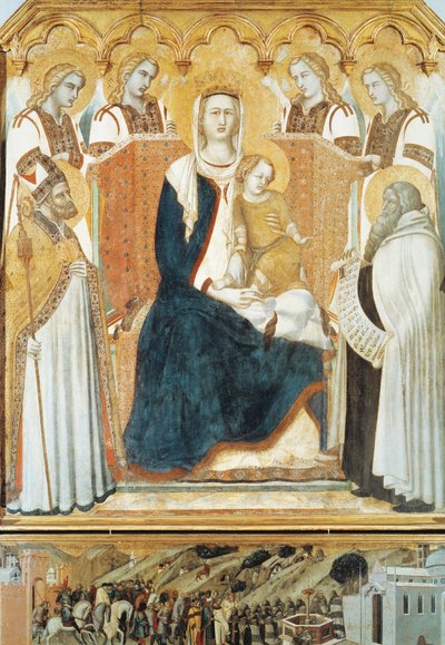 Italia, Siena, Madonna con ángeles y santos de Pietro Lorenzetti