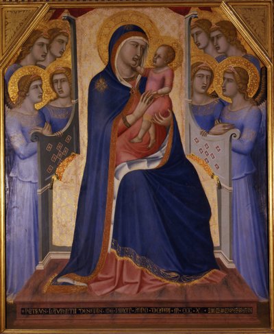 Madonna y Niño entronizados con ángeles, 1340 de Pietro Lorenzetti