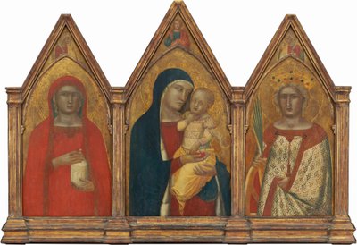 Madonna y Niño con el Cristo Bendiciendo, y Santos María Magdalena y..., probablemente 1340 de Pietro Lorenzetti