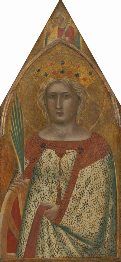 Santa Catalina de Alejandría, con un ángel (panel derecho) de Pietro Lorenzetti