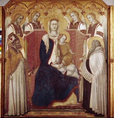 Virgen y Niño entre San Nicolás y San Elías de Pietro Lorenzetti
