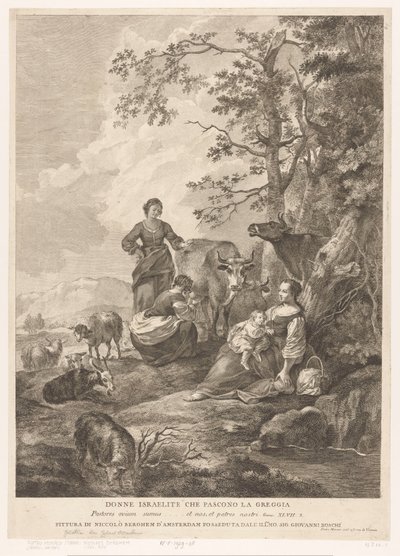 Las mujeres israelitas cuidan el rebaño Donne Israelite che pascono la greggia (título sobre el objeto) Nuevo y Antiguo Testamento (título de la serie) de Pietro Monaco