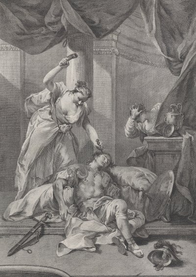 Jael clavando una estaca en la sien del dormido Sísara de Pietro Monaco