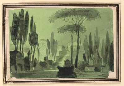 Diseño de escenario, escaleras entre tumbas de Pietro Narducci