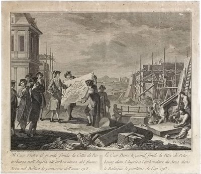 Pedro el Grande fundando San Petersburgo de Pietro Novelli