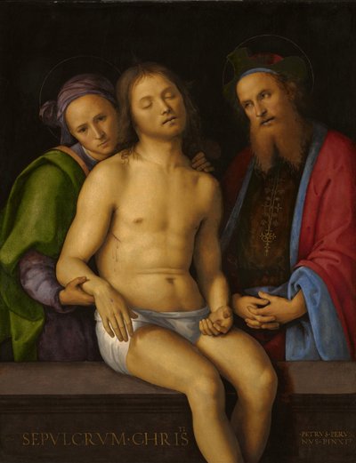 Cristo Muerto con José de Arimatea y Nicodemo de Pietro Perugino