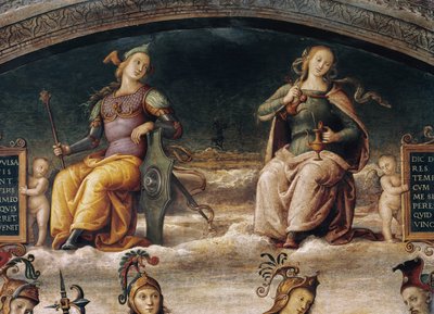Fortaleza y Templanza (detalle) de Pietro Perugino
