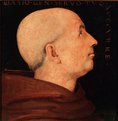 Retrato de Don Biagio Milanesi, General de la Orden de la Abadía de Vallombrosa. Perfil de un monje del monasterio de Vallombreuse. Pintura de Pietro Vannucci, llamado el Perugino de Pietro Perugino