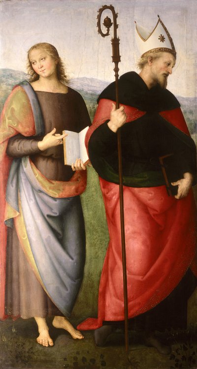 San Juan Evangelista y San Agustín de Hipona, c.1502-21 de Pietro Perugino