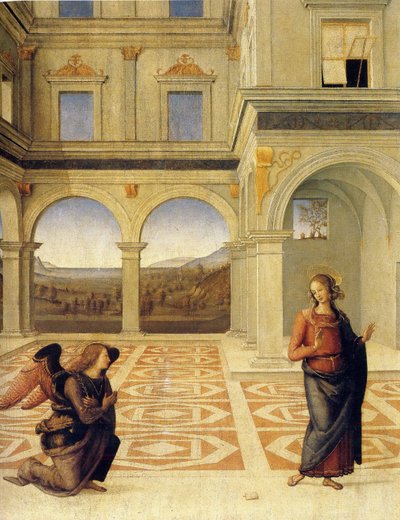 La Anunciación, ca 1498 de Pietro Perugino