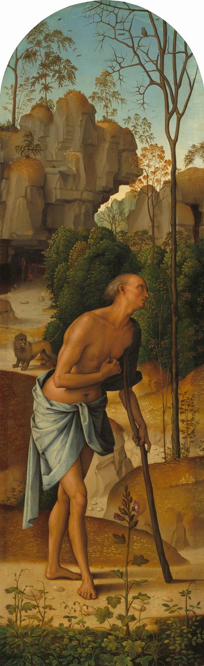 La Crucifixión con la Virgen, San Juan, San Jerónimo y Santa María Magdalena [panel izquierdo] de Pietro Perugino