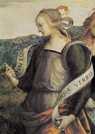 La Sibila Eritrea. Detalle del Padre Eterno rodeado de profetas y sibilas de Pietro Perugino