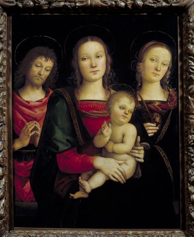 La Virgen y el Niño rodeados por San Juan Bautista y Santa Catalina de Pietro Perugino