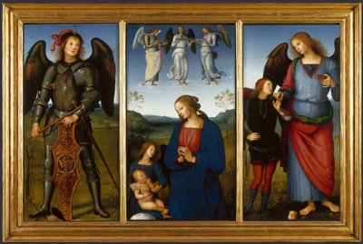 Tres paneles de un retablo, Certosa, c. 1500 de Pietro Perugino