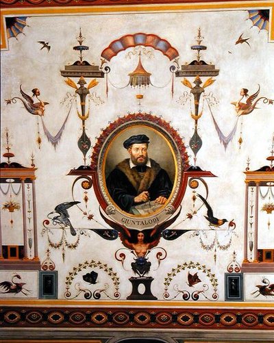 Retrato de Giuntalodi, (detalle) del techo de la Sala del Sindaco de Pietro Pezzati