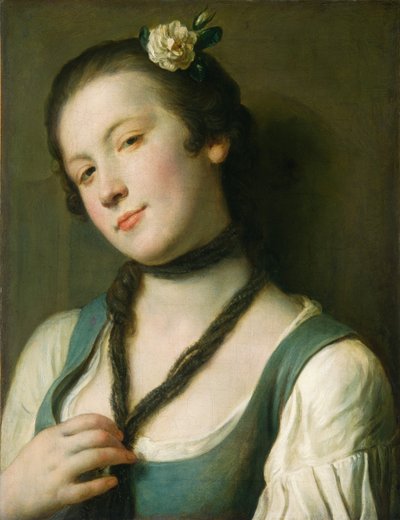 Una Chica con una Flor en el Cabello de Pietro Antonio Rotari