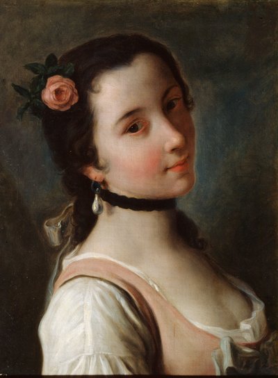 Una chica con una rosa, mediados del siglo XVIII de Pietro Antonio Rotari