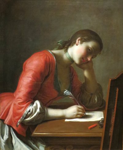 Jovencita escribiendo una carta de amor de Pietro Rotari