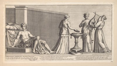 Boda aldobrandiniana (parte derecha) Nova nupta in geniali thalamo (título sobre objeto) de Pietro Sante Bartoli