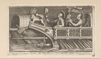 soldados en un barco Maxenty Caput Hasta sufijo en Urbe in advenitur (título sobre objeto) Historia del emperador Constantino (título de la serie) de Pietro Sante Bartoli