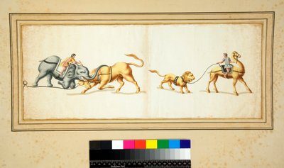 Copia de un mosaico de un elefante luchando contra un toro de Pietro Santi Bartoli